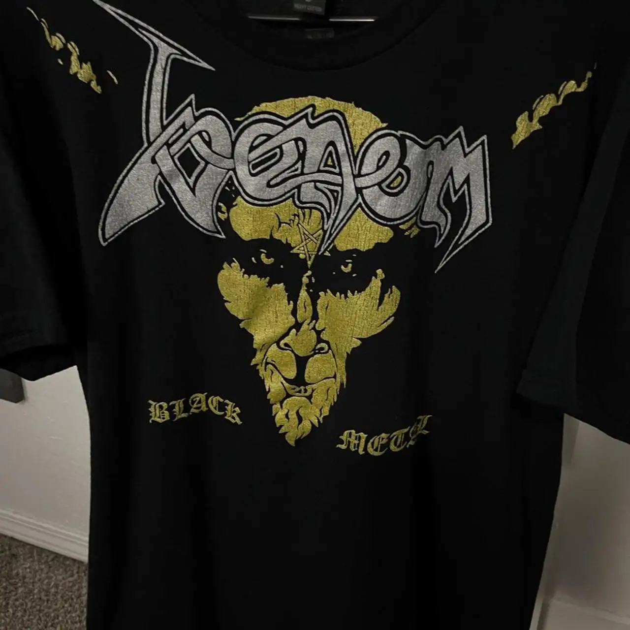 Venom Band Black Metallic T-shirt with The Word 