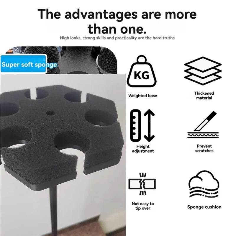 

Dropship-Multiple Mic Stand With Windscreen Shock Mount Handheld Microphone Holder Stand Clip