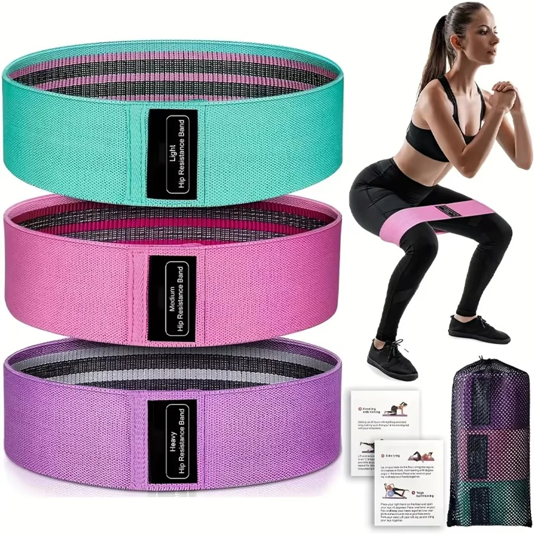 Fabric Resistance Bands for Working Out-Exercise Bands for Women and Men, Booty Bands for Legs and Glutes, Yoga, Pilates, Rehab