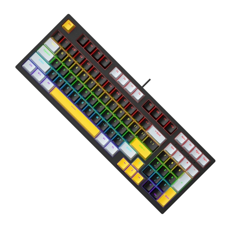 

LED Mechanical Keyboard Hot Swappable Gaming Keyboard Corded Keyboard 96 Key Gaming Keyboard for Computer Laptops