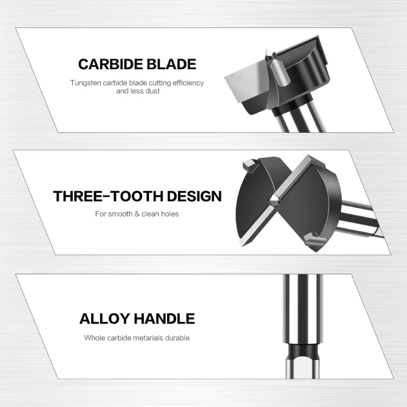 Y6GD Forstners Drill Bit 5 peça/conjunto para plástico e triângulos compensada