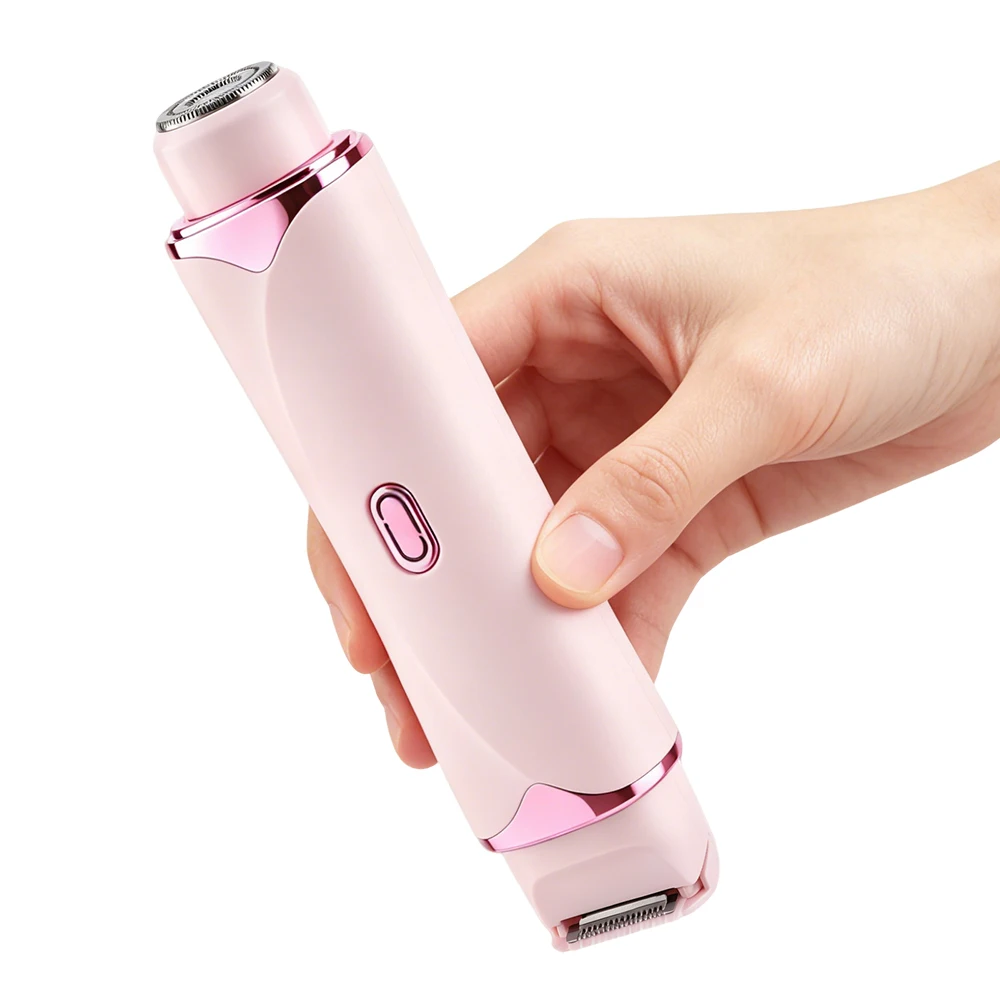 2-in-1 Elektrischer Damen-Rasierer mit Doppelkopf, Schmerzfreier Bikini-Trimmer für Nass-/Trockengebrauch, Abnehmbarer Kopf für Damen-Haarentfernung – Detail 15