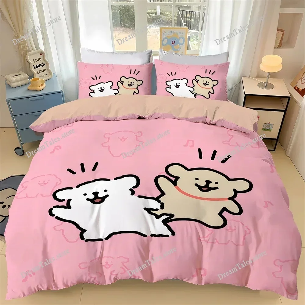 New Cartoon Puppy Bedding Set 3D Digital Printed Pug Duvet Cover Set with Pillowcases Anime Quilt Cover Kids Adult Size592FQH