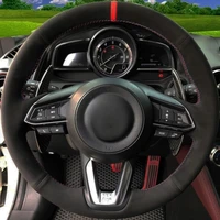 Funda para volante de coche, protector de ante negro para Mazda 3 Axela 2017-2019 Mazda 6 Atenza 2017-2019 CX-3 CX-4 CX-5 CX9 CX-9