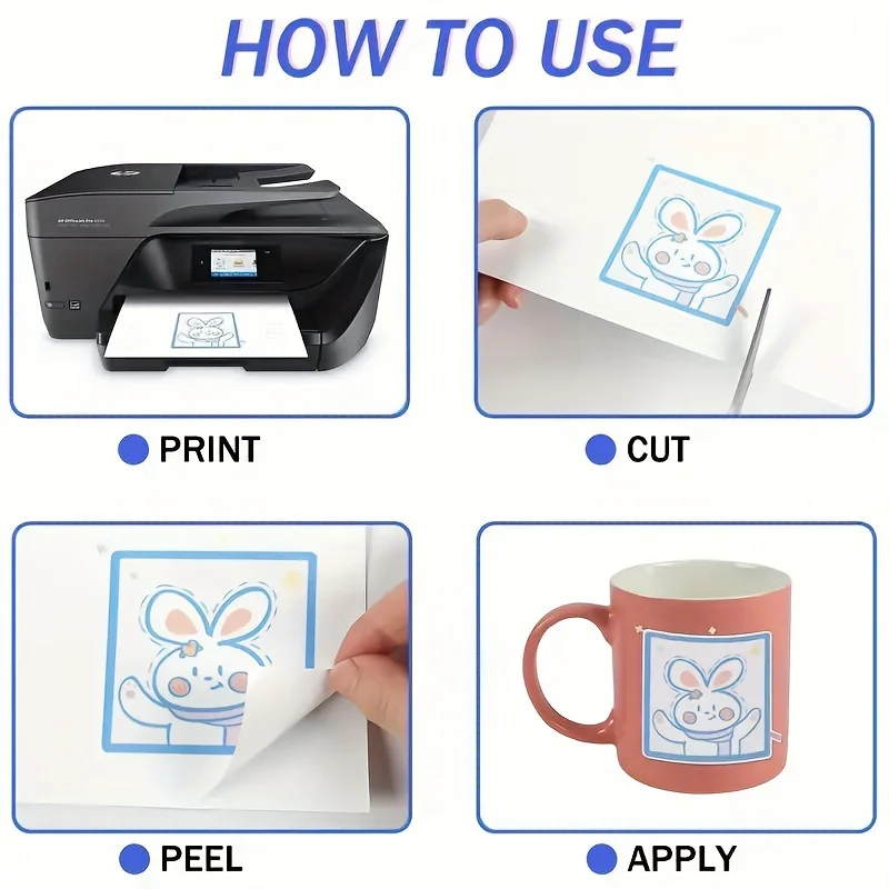 20 Sheets 8.5x11 Inch Printable Vinyl Paper Glossy White Sticker Sheets For Inkjet Printer - Letter Size Waterproof Sticker Pape