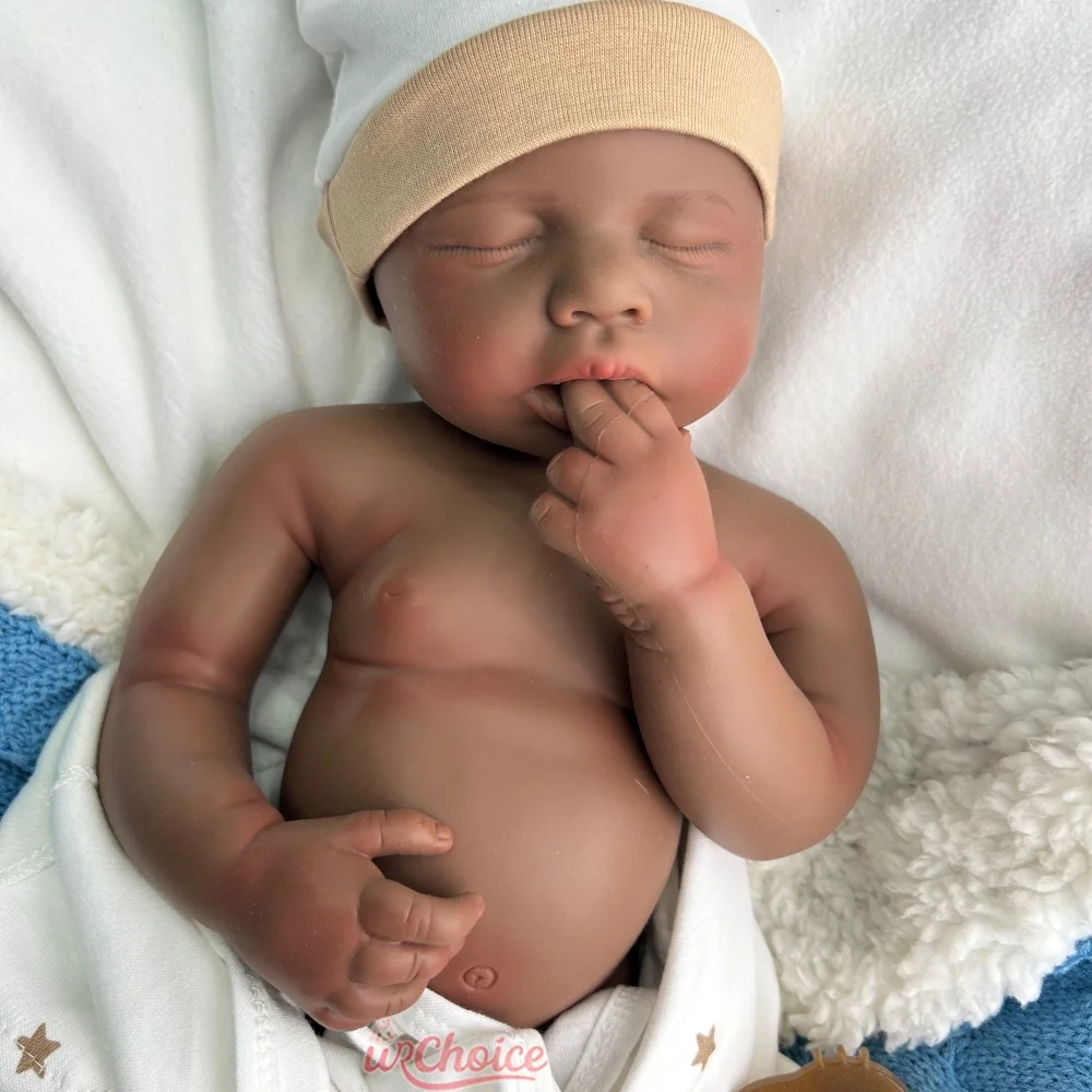 20 inch donkere huid Loulou realistische siliconen herboren baby meisje/jongen handgemaakte zachte levensechte waterdichte pop voor filmscènes kinderen speelgoed