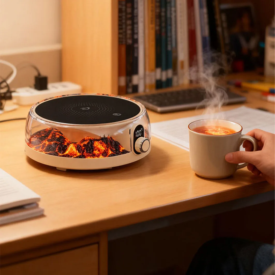 جهاز تسخين كوب القهوة الكهربائي بقدرة 300 وات مع ماكينة صنع الشاي الساخن الذكية ذات الضوء المحيط 100 ° C لوحة التدفئة كأس كوستر لوح تسخين ل 220 فولت