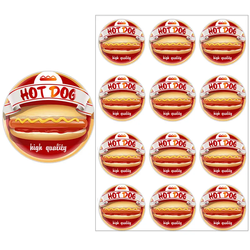 24-70pcs Funny Burger elf-adhestive stickers French Fries Coffee Hot Dog Popcorn Sticker Donut Pickle Novelty Food Sticker