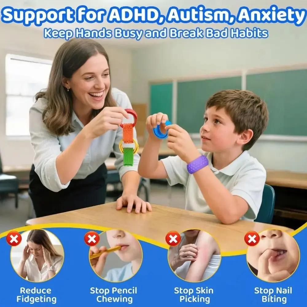 6 pièces mains Clap cercle Silicone Slap Bracelets portable conception Surface sensorielle texturée Bracelets Patted Bracelets colorés