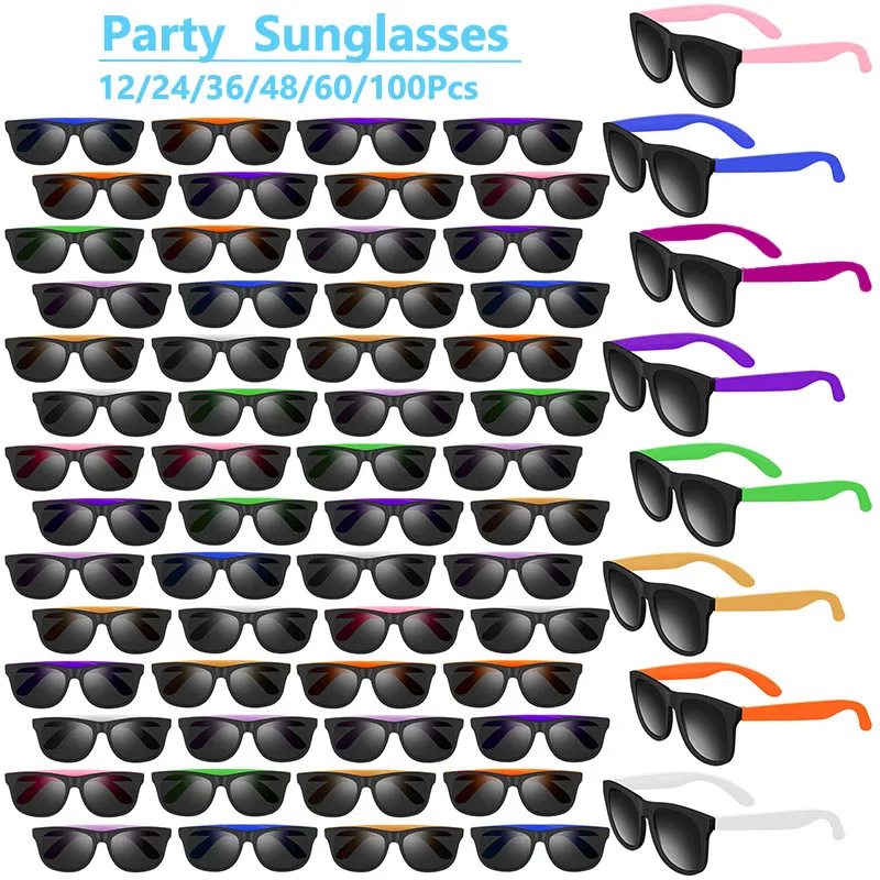 12-100Pcs Neon Bachelorette Party Sunglasses Wedding Favors Gifts for Guests Hen Party Adult Kids Birthday Party Sun Glasses