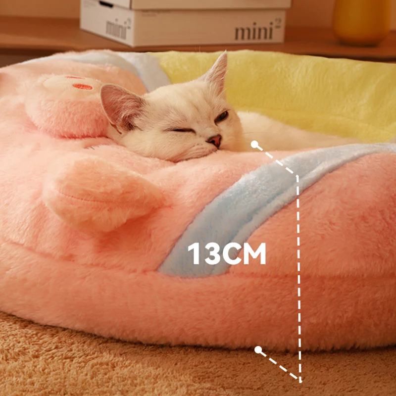 Four Seasons Pink Pig Shap House for Cats Puppy Round Cat Beds Donut Cat Litter Dog Basket Animals Sleeping Sofa Pet Supplies