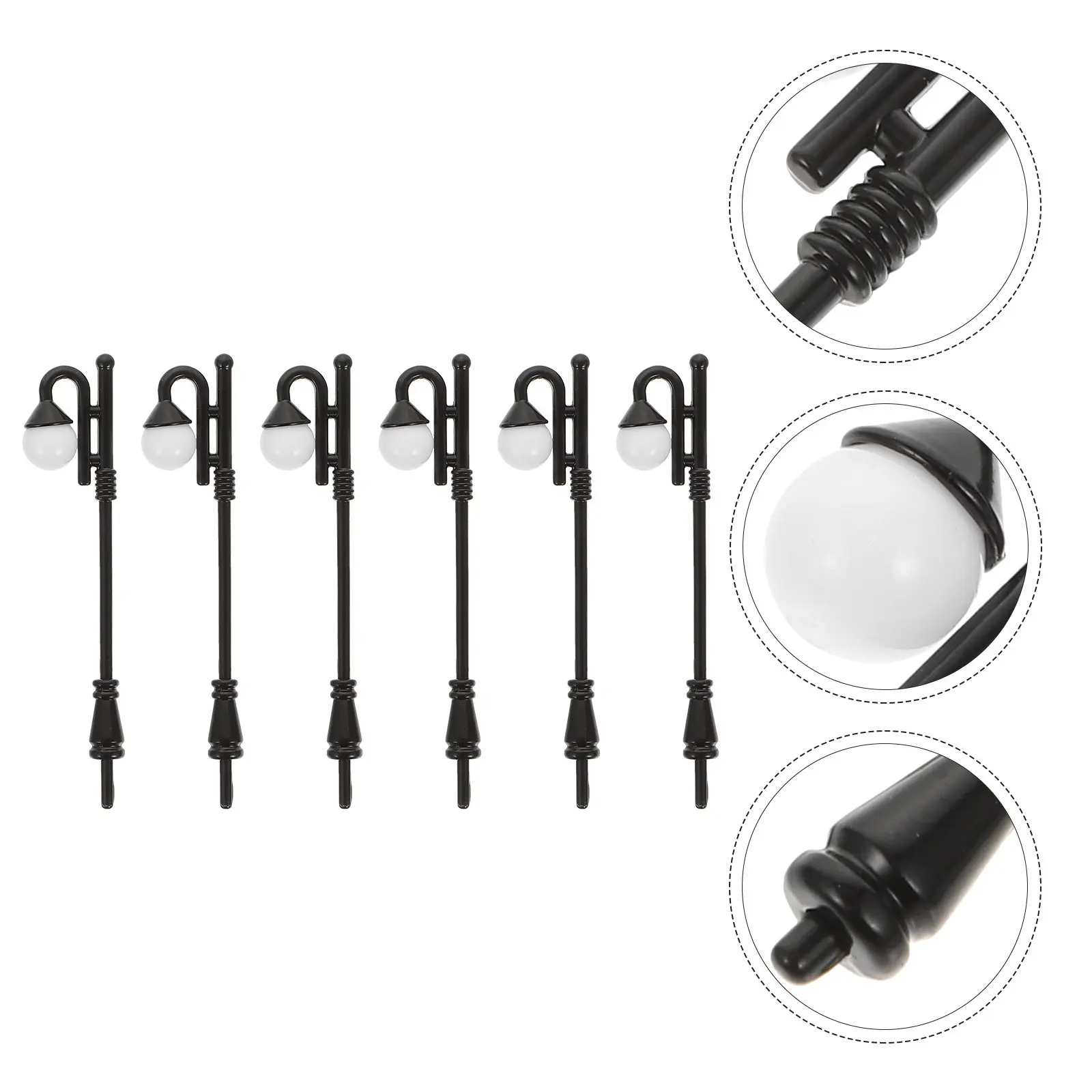 

6Pcs Mini Street Light Simulation Lamp Post Metal Landscape Decor Micro Scene Railway Garden Lamp Decoration Mini House Decor