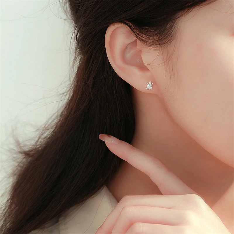 Uniorsj 999 Sterling Silver Jewelry Lovely Animal Little Turtle Stud Earrings for Women Girls Children - Image 5