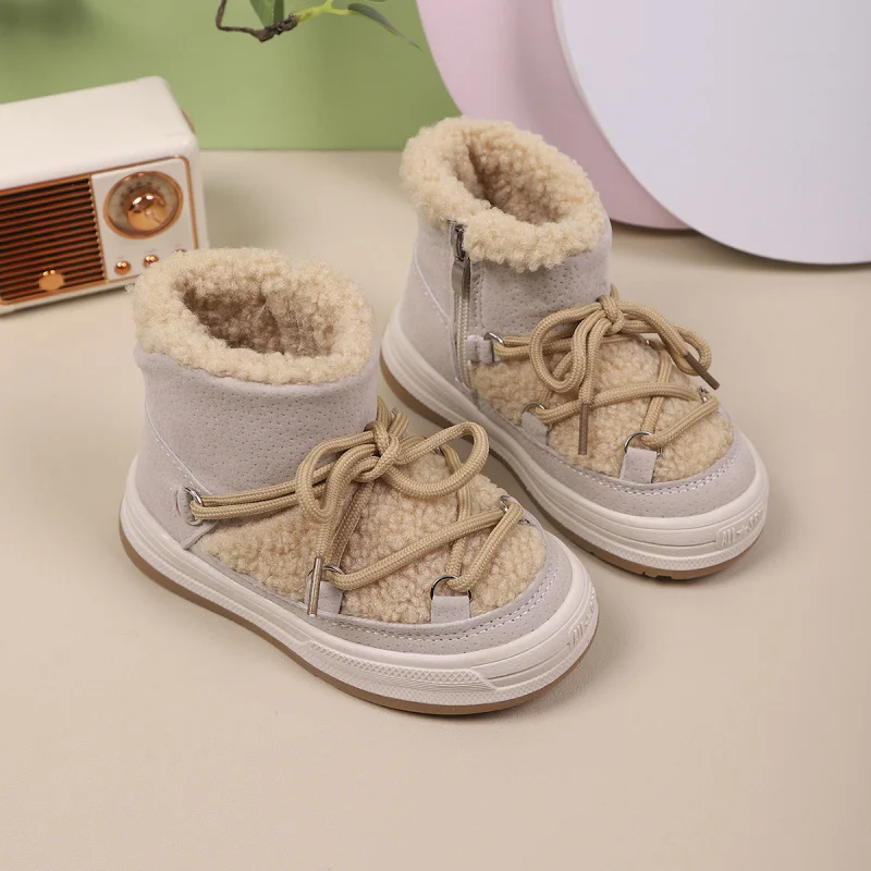 

Детские теплые зимние сапоги, плюшевая утепленная обувь принцессы для девочек 1-7 лет, мягкие удобные повседневные ботинки на молнии для девочек