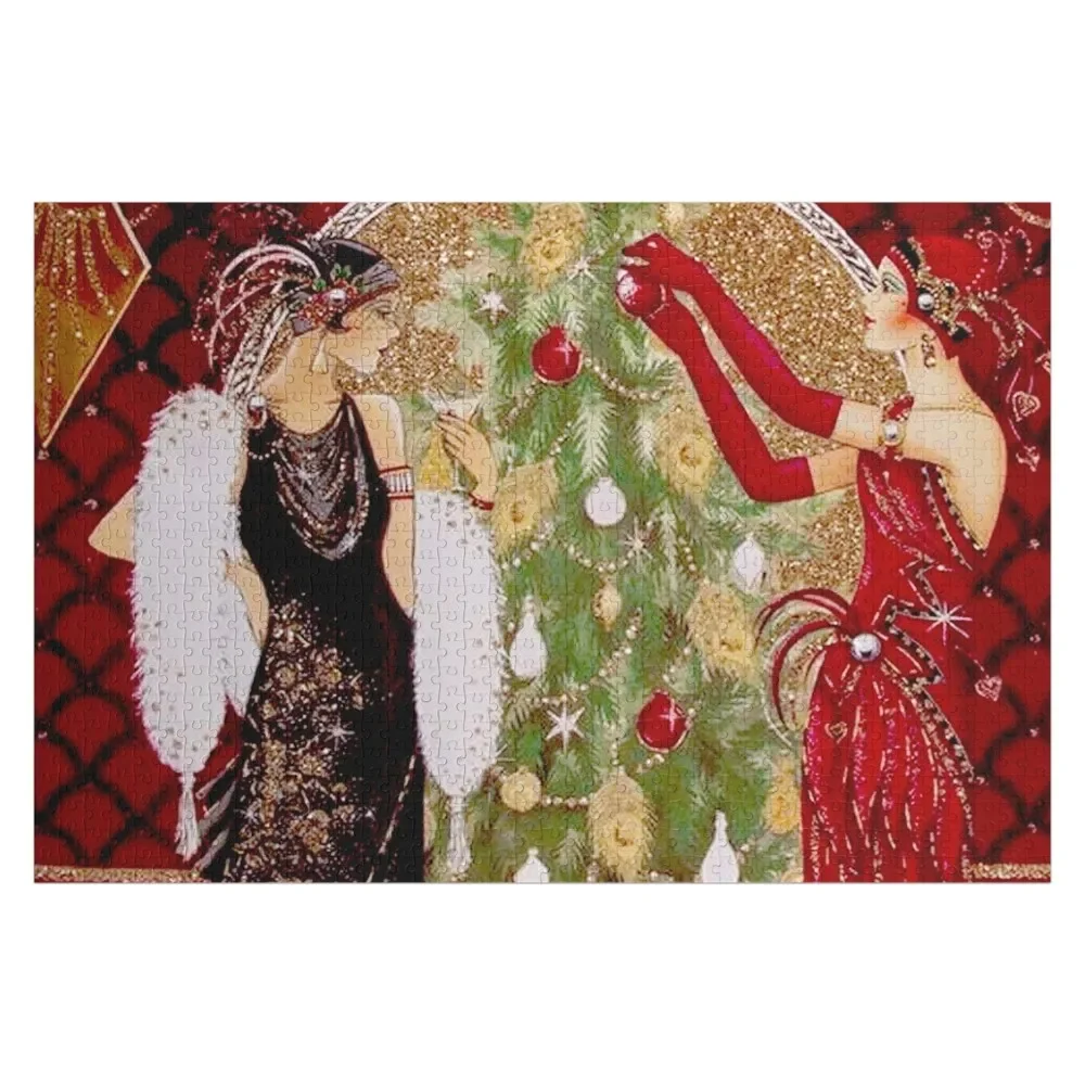 

FLAPPERS : Vintage Decorating A Christmas Tree Print Jigsaw Puzzle Custom With Photo Puzzle