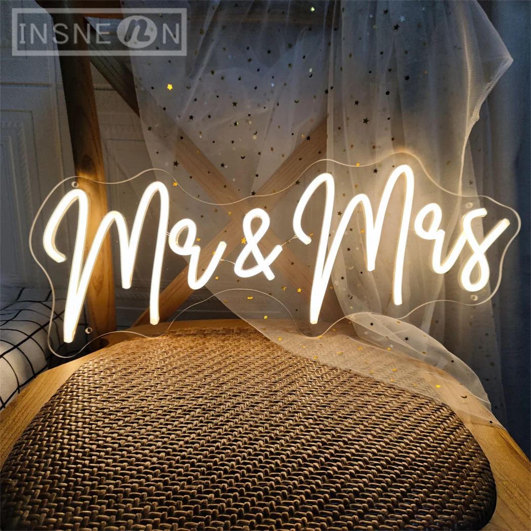 Mr Mrs Neon Sign LED Light with Dimmable Switch Wedding Better Together Neon Sign for Room Engagement Party Anniversary Wall Art