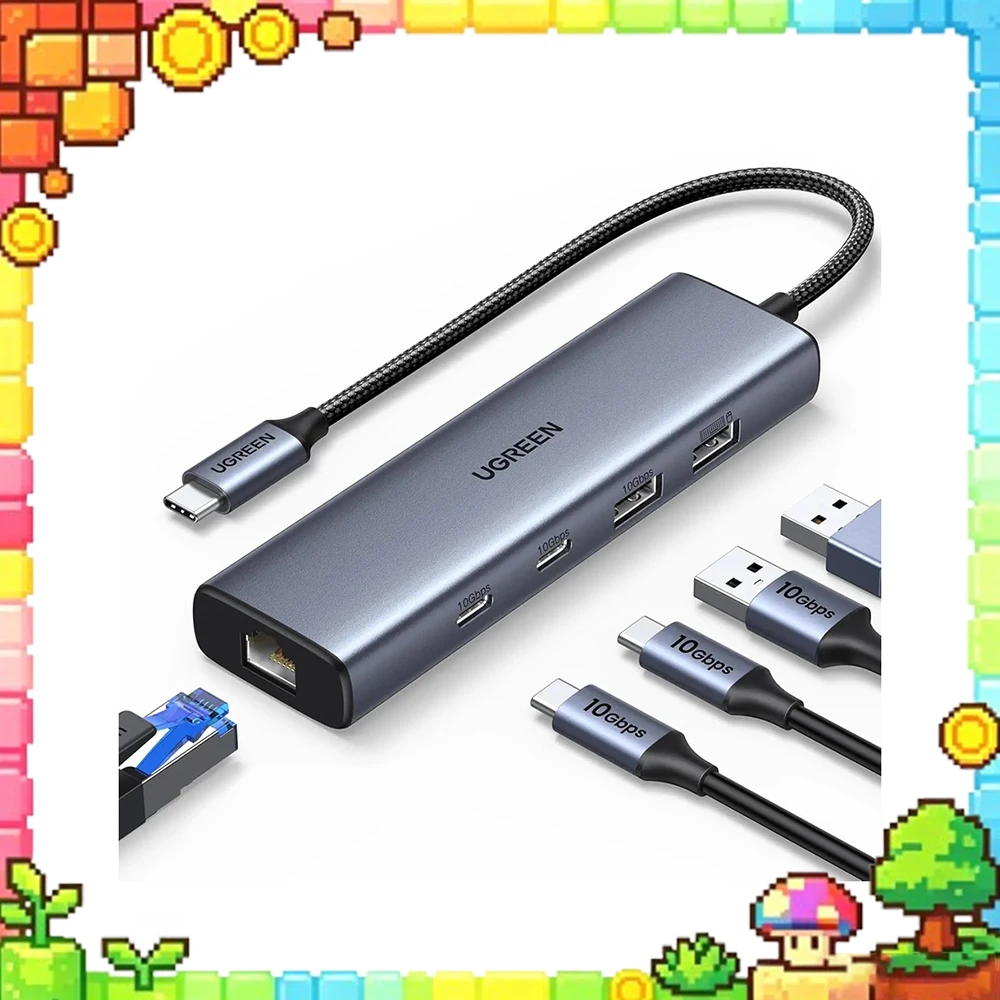 UGREEN  45320 5 in 1 USB C Hub 10Gbps USB C USB A Gigabit Ethernet Multiport Adapter for MacBook Laptop Tablet.
