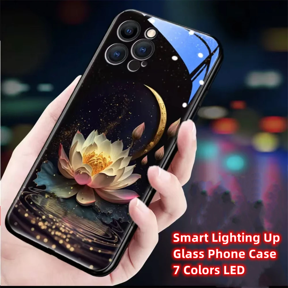 Reine Kristall-Lotus-Design-Handyhülle mit Sound-Musik-Steuerung und LED-Licht für Samsung S26 S25 S24 S23 S22 S21 S20 FE Plus Ultra – Detail 10