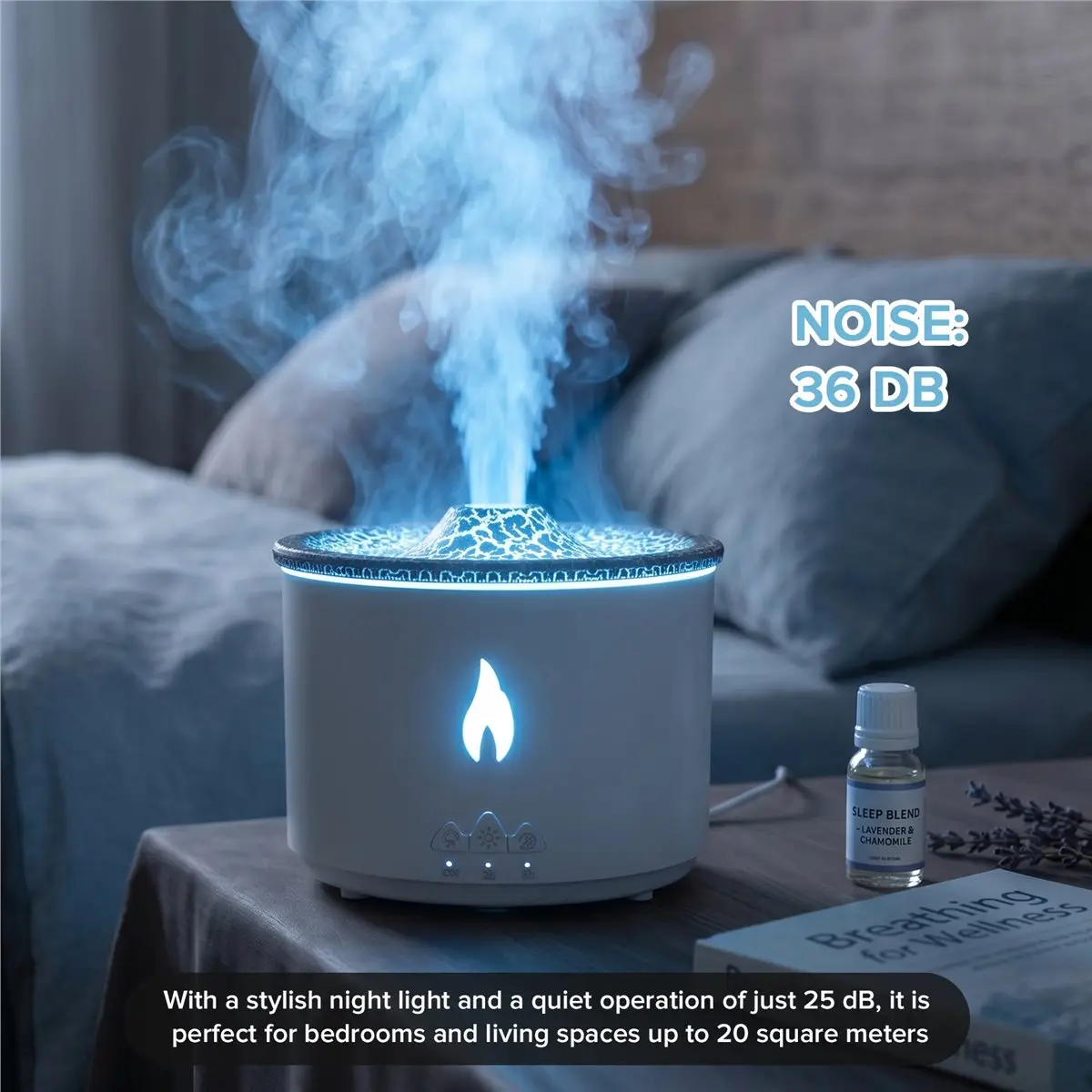 Utility Design Ultrasonic Humidifier with Aroma Diffuser for Home Sleep Improvement and Respiratory Health White, 300ml Capacity