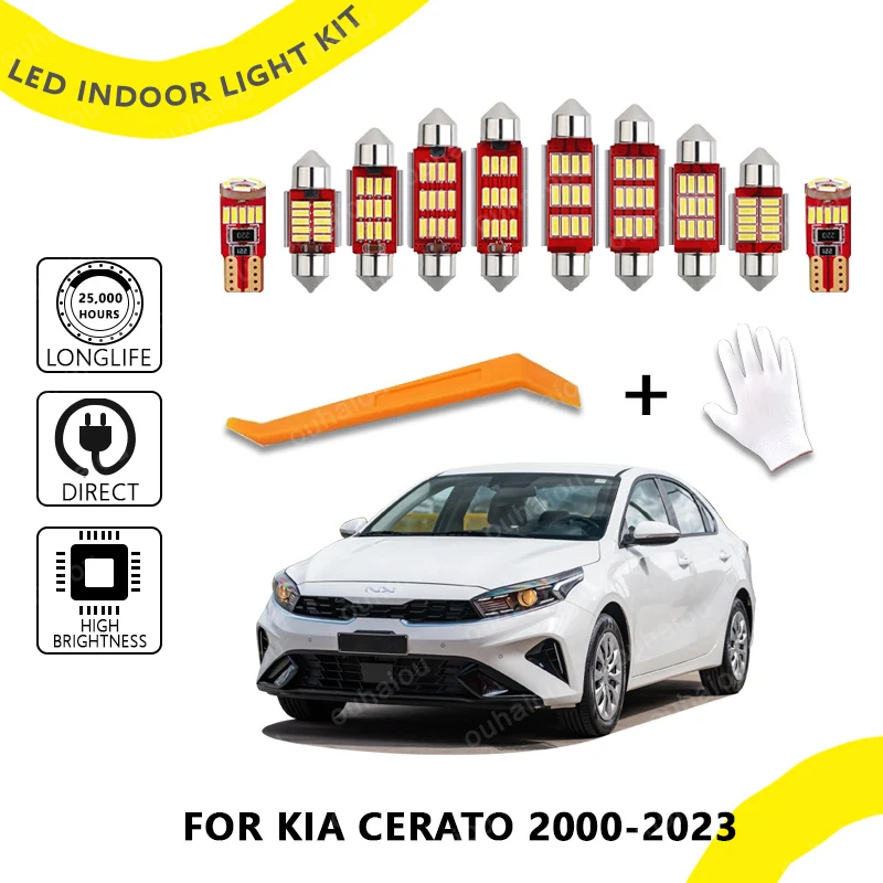 

13pcs Fit For Kia Cerato 2000- 2017 2018 2019 2020 2021 2022 2023 Map Dome Trunk License Plate Lamp LED Car Reading Ceiling Ligh