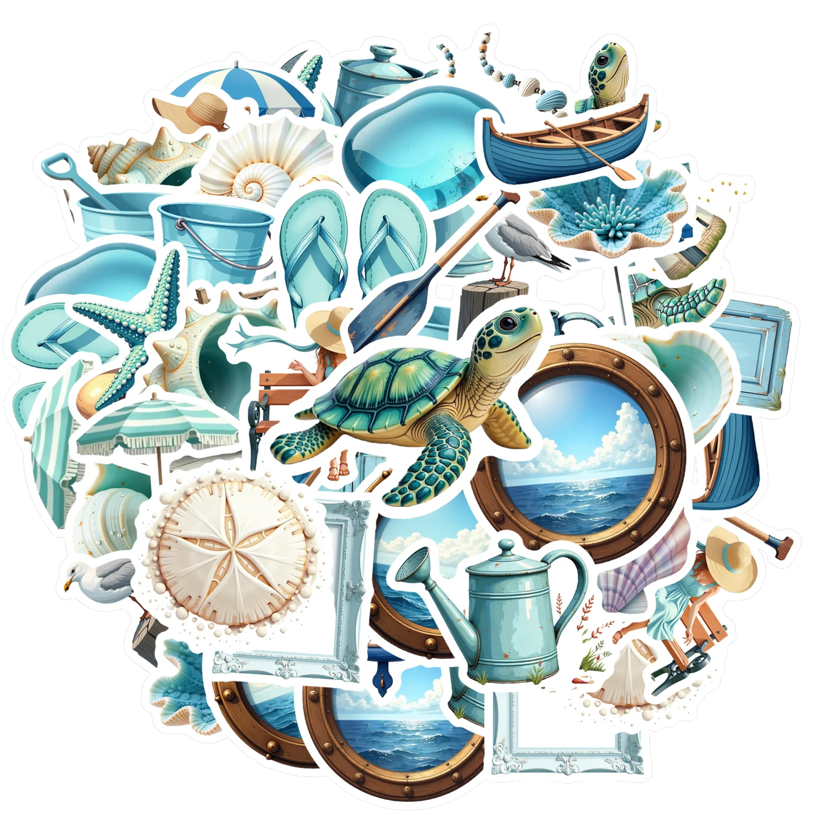 35-150pcs Sunmmer Beach Stickers Waterproof Kawaii Cartoon Decals For Laptops Suitcases Bicycles Stationery Reward Stickers