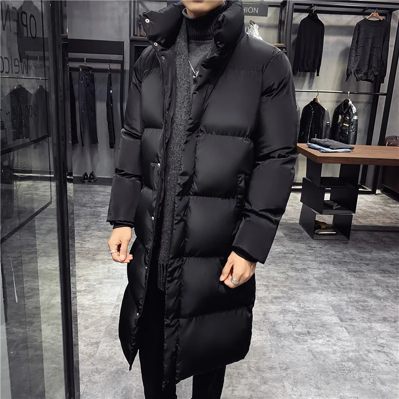 Men's Winter Long Down Cotton Jacket 2023 Korean Style Casual Loose Thick Plus Size Parka Coat Warm Overcoat