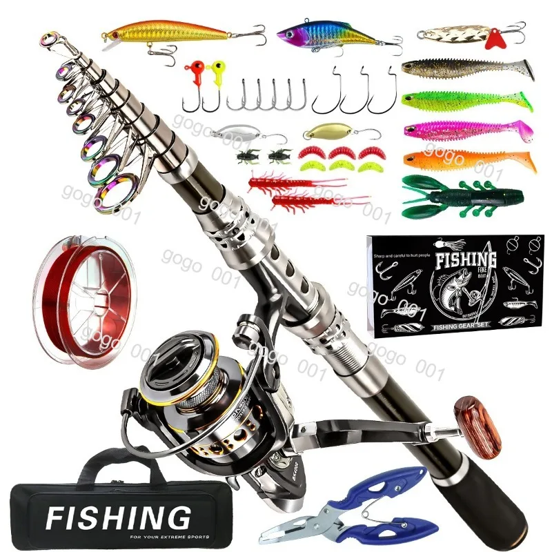 Telescopic Fishing Rod Reel Combo Saltwater Freshwater Travel Spinning Rod Kit