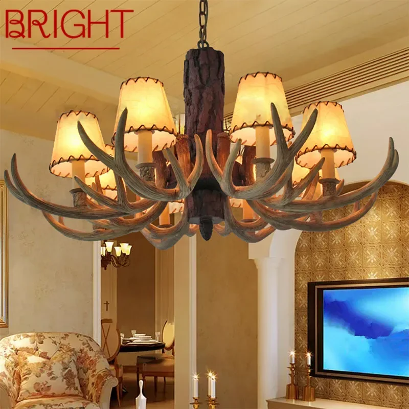 

ЯРКАЯ американская люстра из рога оленя, светодиодная ретро креативная гостиная, ресторан, спальня, кафе-бар, магазин одежды, подвесной светильник