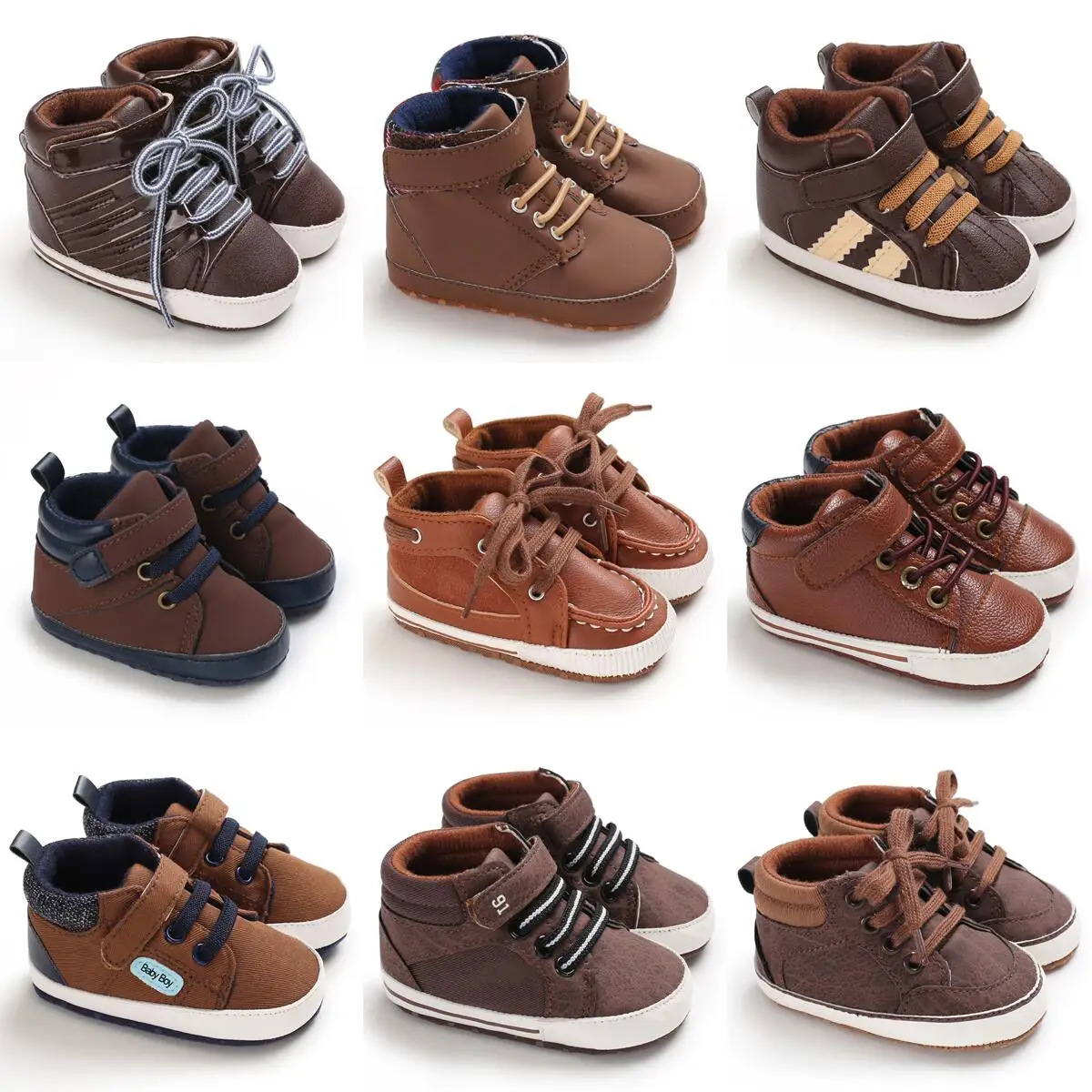 Brown Fashion Baby Shoes Casual Shoes Boys And Girls Soft Bottom Baptism Shoes Sneakers Freshman Comfort First Walking Shoes