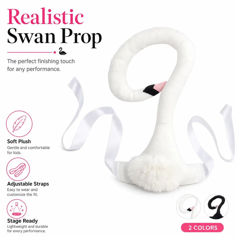 Plush Plush Swan Costume Swan Shaped Detachable Swan Costume Prop Adjustable Ribbon Straps Soft Padded Structure