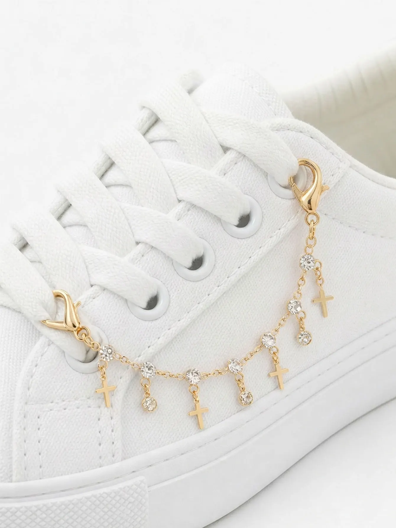 1Pcs Multifunctional, Simple, Casual, and Fashionable Shoe Chain; Cross-Shaped Rhinestone Shoe Chain/Boot Chain; Suitable for Canvas Shoes, Casual Sneakers, and Boots; Unisex Accessory Suitable for Spring, Summer, Autu