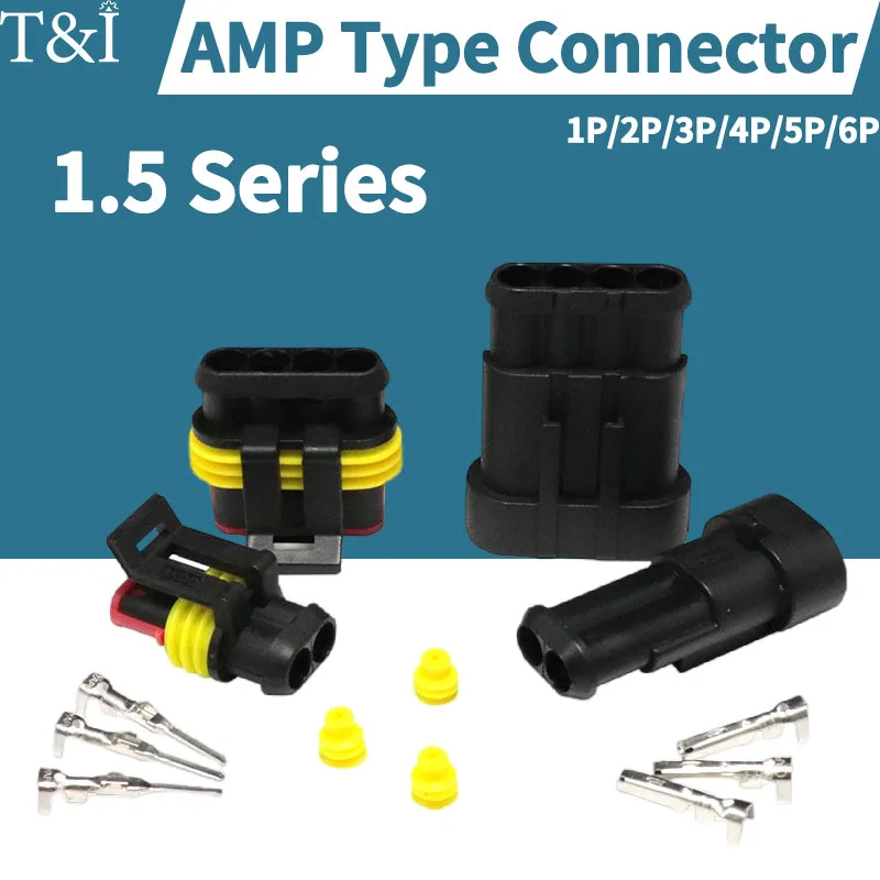 1 Set 1.5 Series AMP Type Vehicle Oxygen Sensor Waterproof Male&Female 1/2/3/4/5/6P Connector Plug Socket DJ7041-1.5-11/21