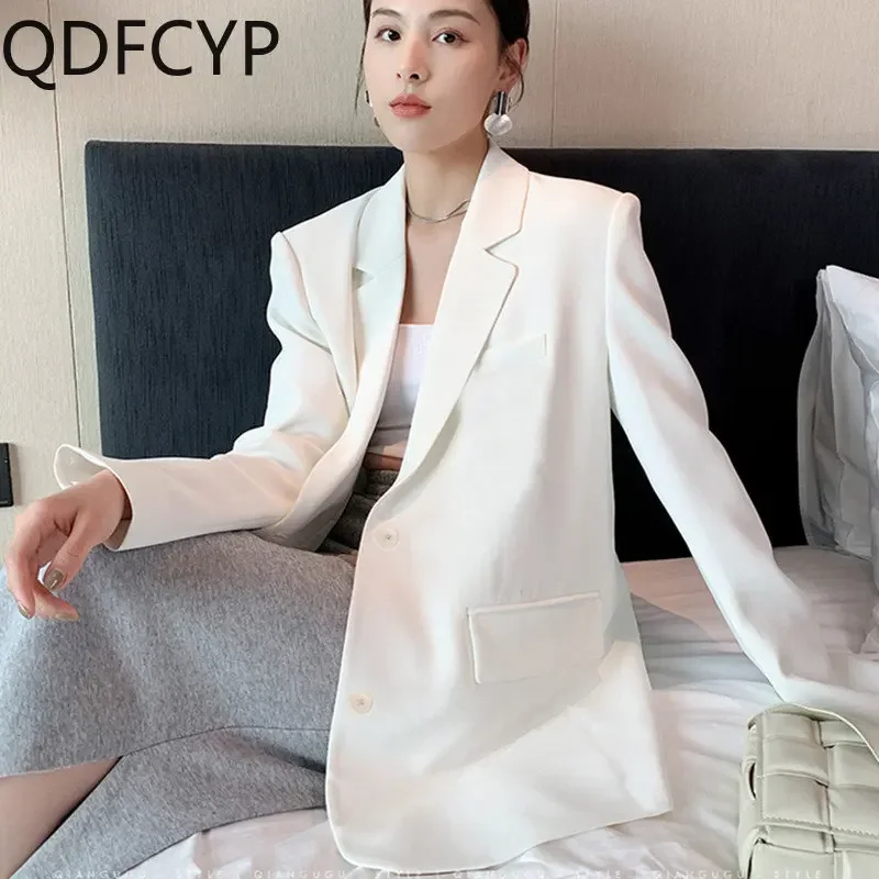 New Autumn Women Coat 2024 Stylish Casual Loose Simplicity Blazer Elegant Office Lady Long Sleeve Button New In External Women