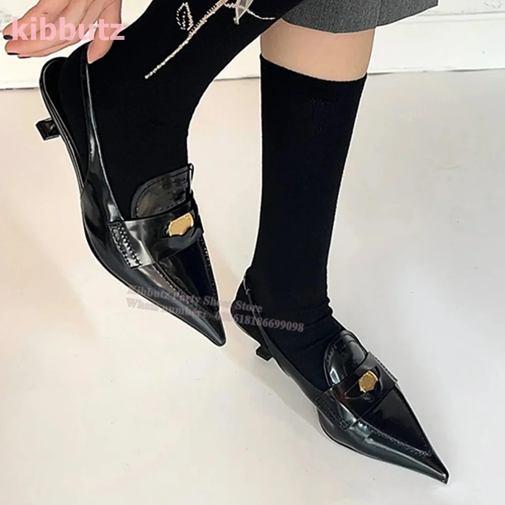 Vintage Pumps Genuine Leather Pointed Toe Kitten Heel Mixed Color Shallow Slip-On Fashion Elegant Sexy Women Shoes 2023 Newest