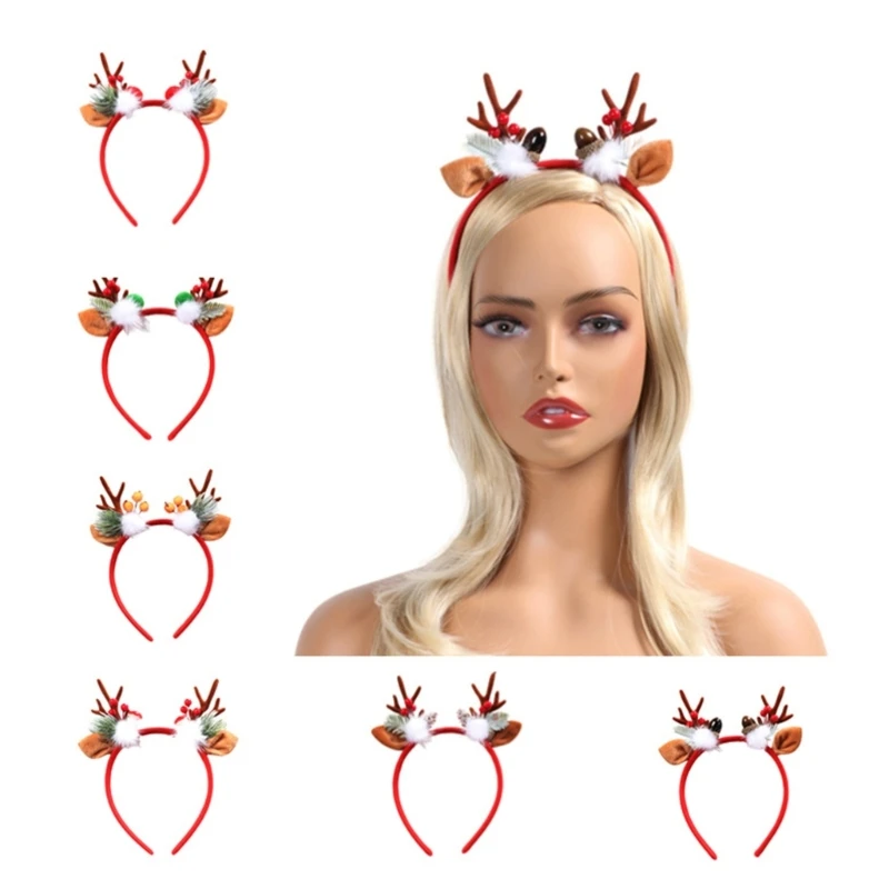 Christmas Antlers Headband Deer Horn Headband Hair Hoop Cute Elk Headband M6CD