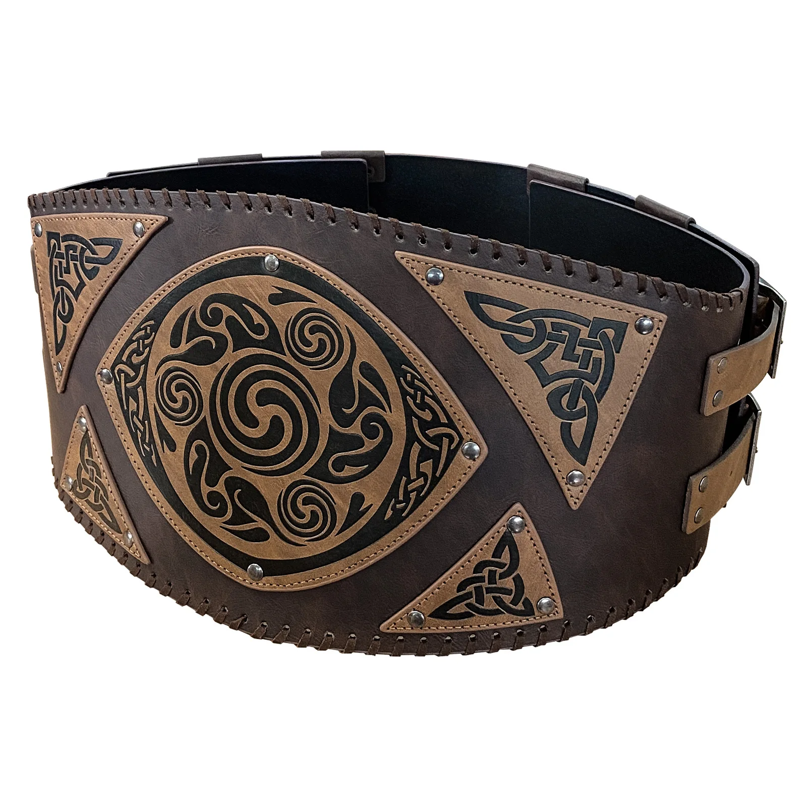 Mens Middeleeuwse Paisley Brede Riem Nordic Viking Stijl Vintage Cosplay Props voor Halloween Party