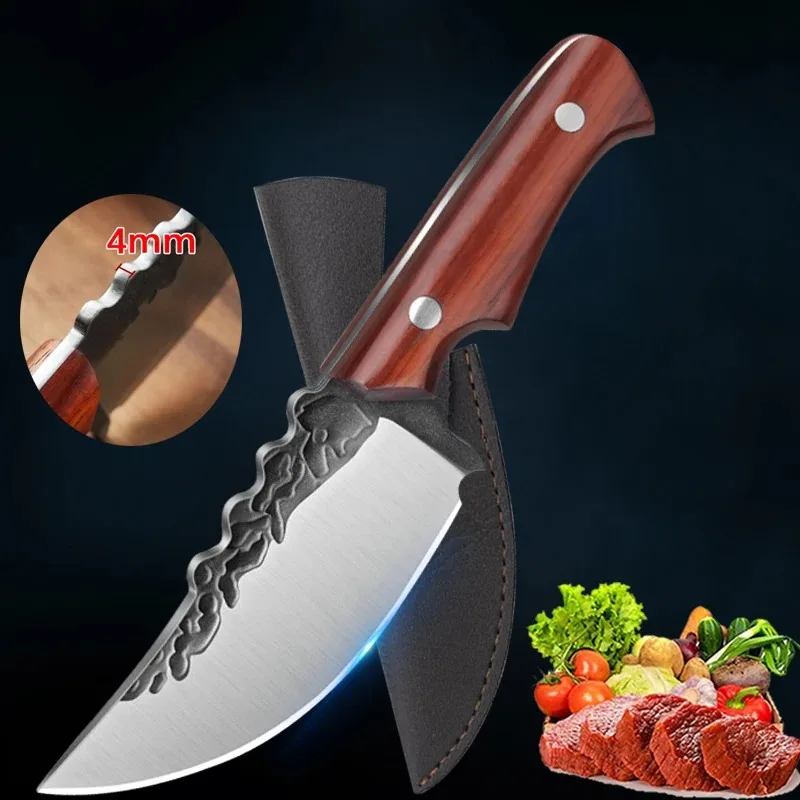 Handmade Forged Knife Stainless Steel Kitchen Boning Knife Vegetable Peeler Meat Cleaver Fish Knife Wood Handle Cooking Knife