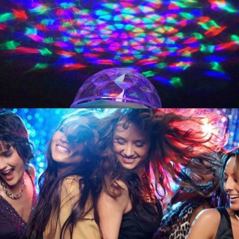 LED Crystal Color Magic Ball Lights Rotating RGB LED Stage Light Bulb E27 Lamp for Ktv Bar Disco Party DJ Christmas Effect Decro