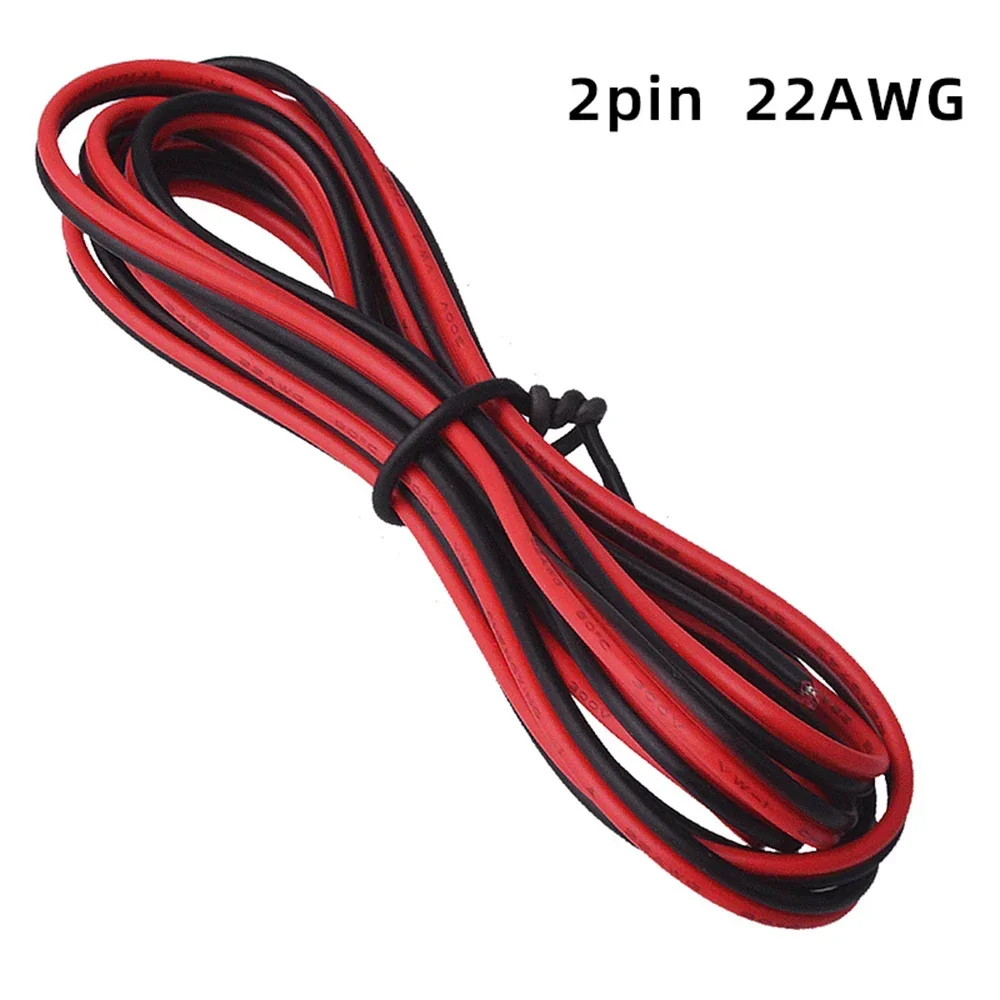 5M 10M 20M 2PIN Electrical Wire Tinned Copper PVC Insulated Red Black Extension Cable for Single Color LED Strip Lights 22AWG image 2