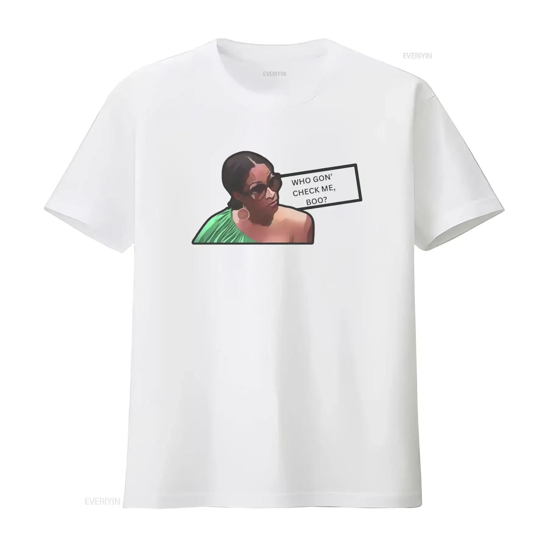 Sheree Whitfield T Shirt Who Gon Check Me Boo RHOA vintage Washed Slightly Unisex homme Comfortable Stretched Versatile Soft