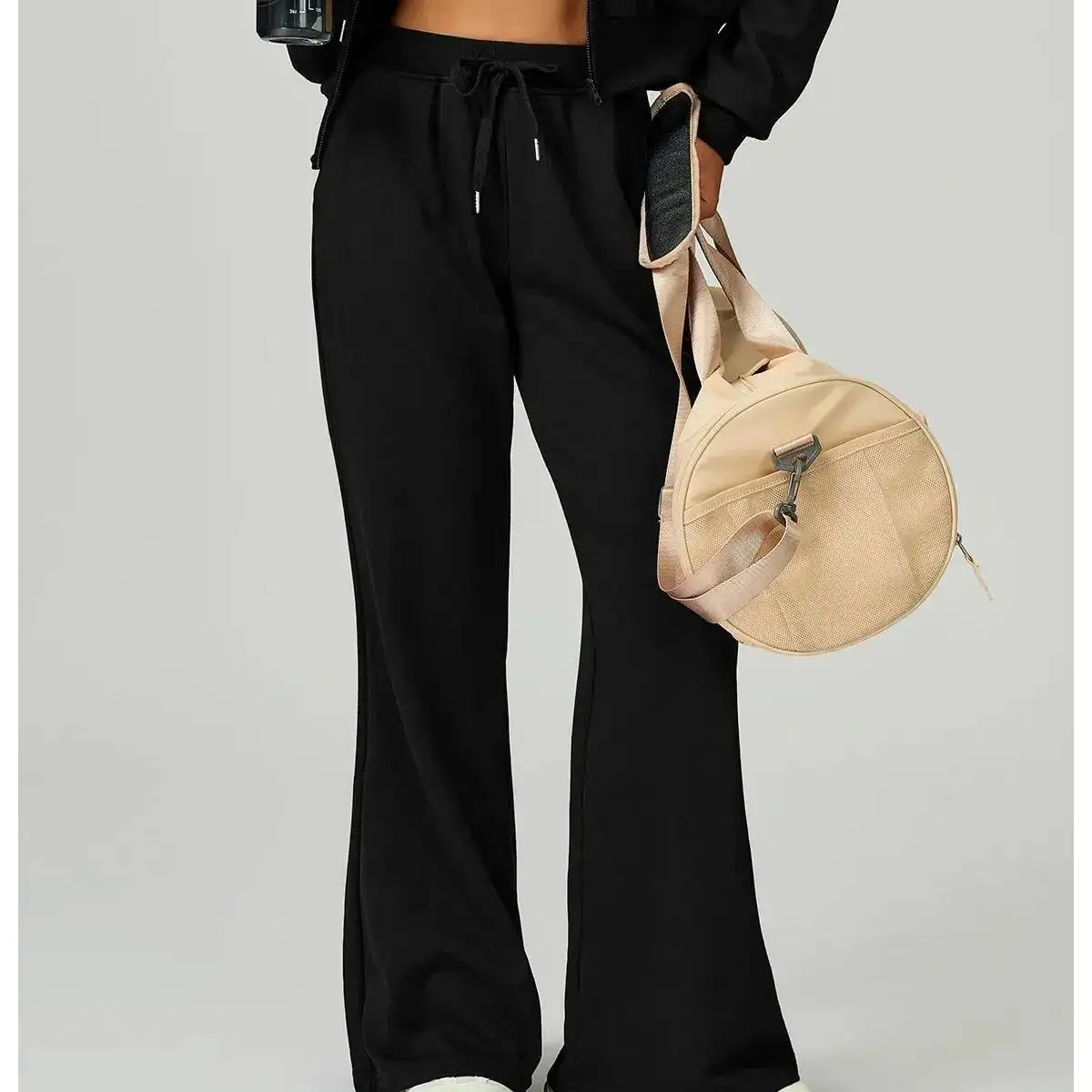 

Pocket High Waist With Drawstring Jogger Sports Women Fiess Gym Loose Sweatpants Straight Leg Casual Pants