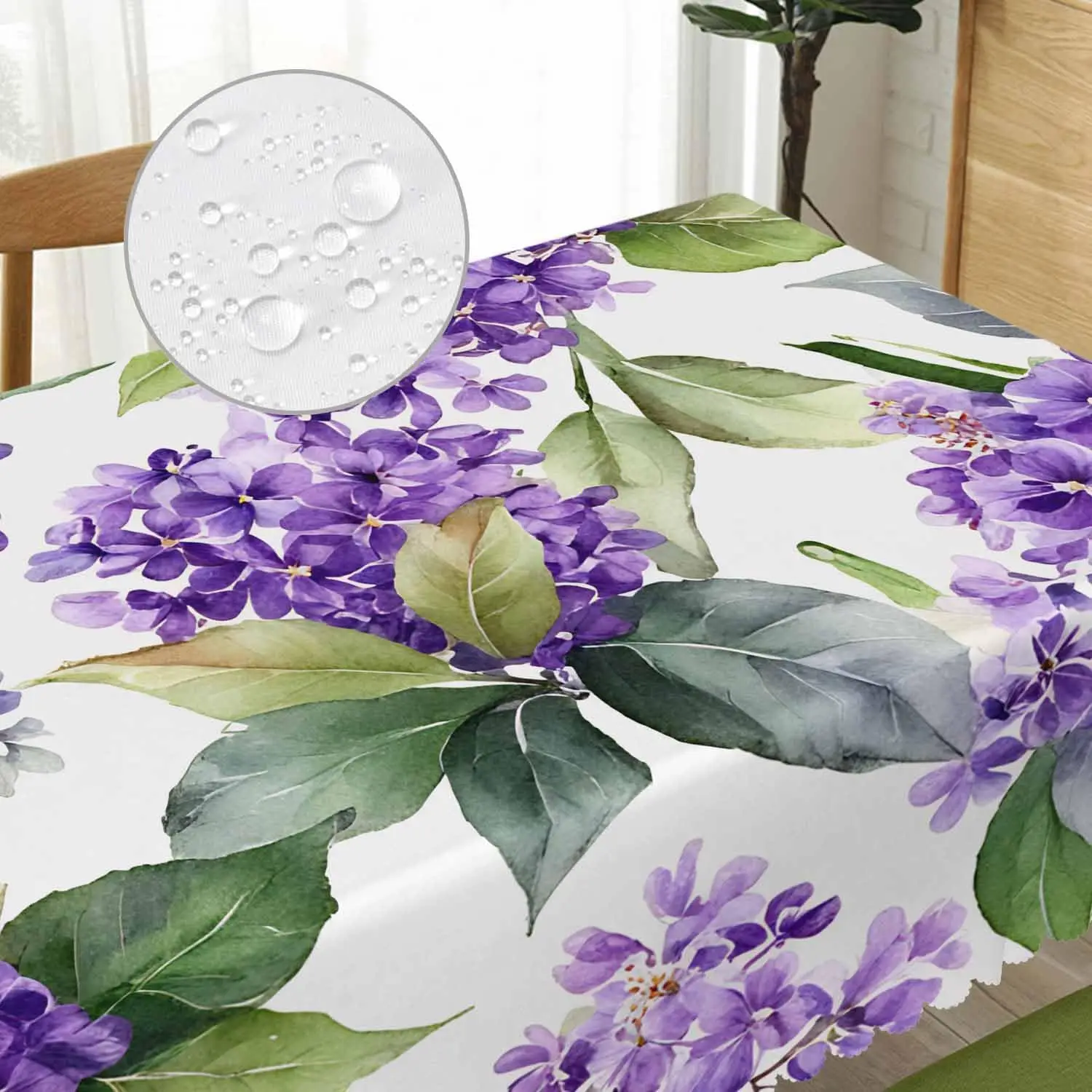 Elegant Lilac Floral Tablecloth Purple Flower Pattern Dining Table Cover Home Decoration Linen for Kitchen and Dining Room Table