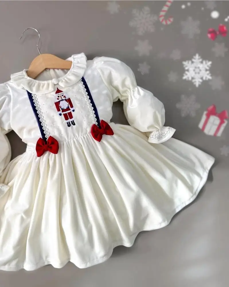 

Baby Girl Autumn Winter Green Velvet Embroidery Vintage Turkish Princess Dress for Birthday Photography Christmas Holiday C11