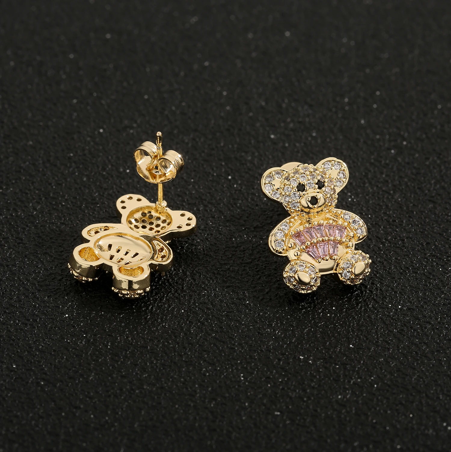 

Tiny Bear Earrings Cute Animal Jewelry Cubic Zirconia Studs Durable Copper Design Perfect Christmas Gift for Women