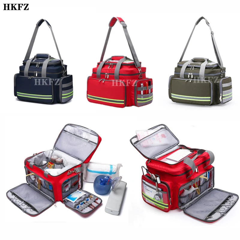 

Medical First Aid Bag Outdoor Emergency Rescue Large Capacity Bag Empty Waterproof Reflective Oxford Multi Pocket Travel Bag