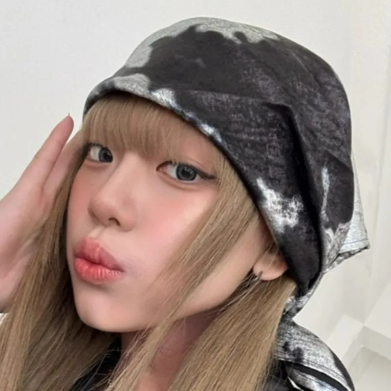 

2025 Retro Spicy Style Headscarf Hat for Women Summer Y2k Square Scarf Hip-hop Kerchief Korean Series Versatile Headband