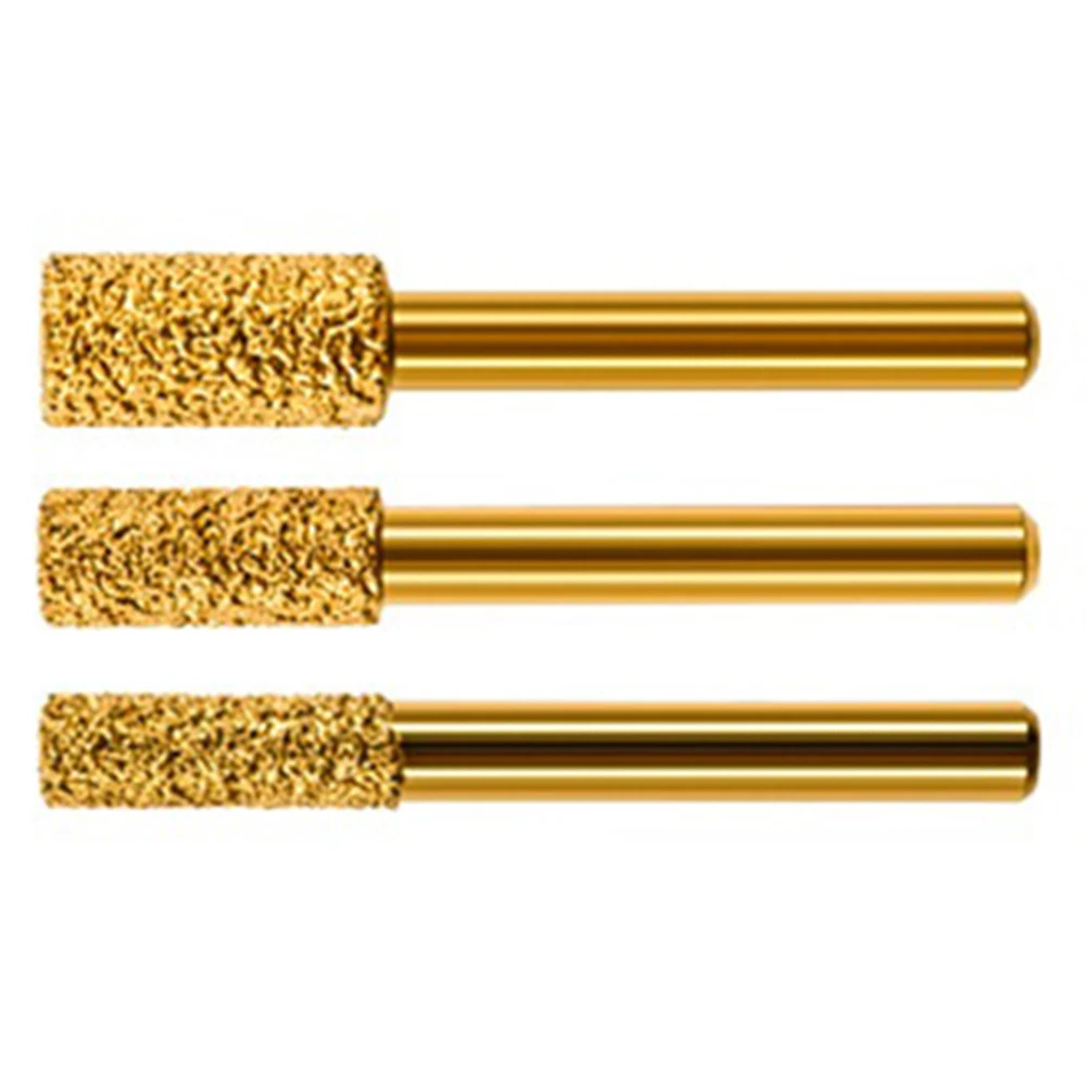 

3pcs 6/8/10mm Cylinder Type Vacuum Brazed Diamond Burr Head Grinding Rotary File For Stone Gemstone Carving Power Tool