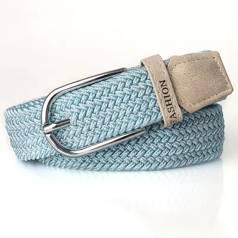 Lochfreier, gewebter Gürtel für Männer und Frauen, elastischer Canvas-Gürtel, koreanischer Stil, vielseitiger Studentenhosengürtel, modisch – Detail 5