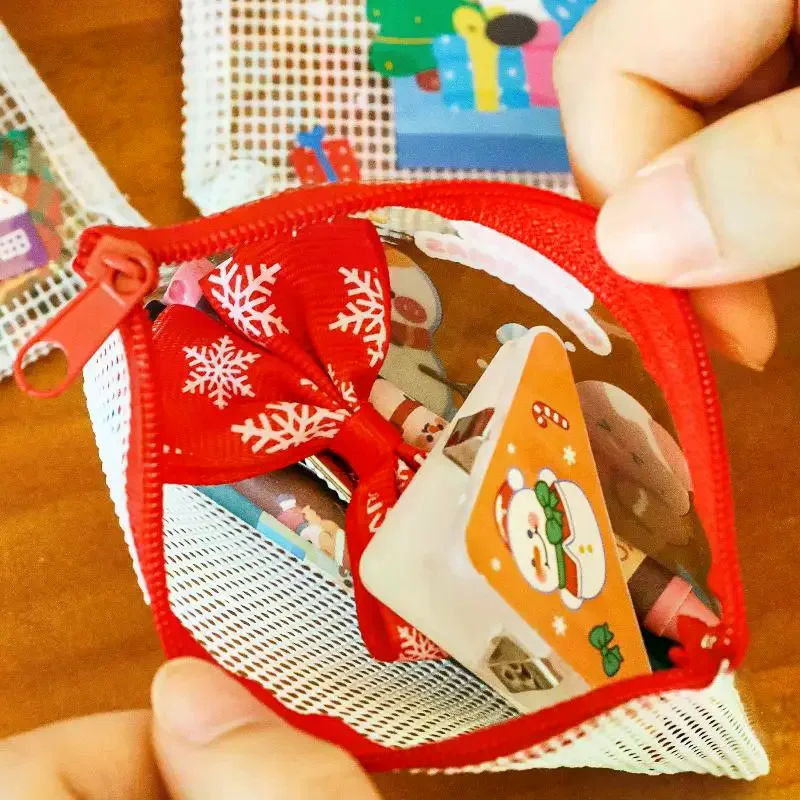 2 قطعة المحمولة مقاوم للماء حقيبة تخزين عيد الميلاد الصغيرة الكرتون البلاستيكية محفظة نسائية للعملات المعدنية الحقيبة لطيف محفظة مفتاح سماعة المنظم الهدايا #5