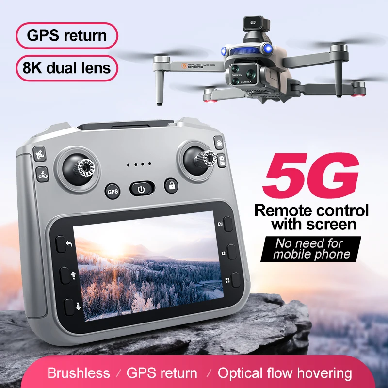 新型S119 GPS RCドローン プロ仕様 8K HDカメラ搭載 空撮FPV 障害物回避機能付き 大型スクリーンリモコン 折りたたみ式ドローン